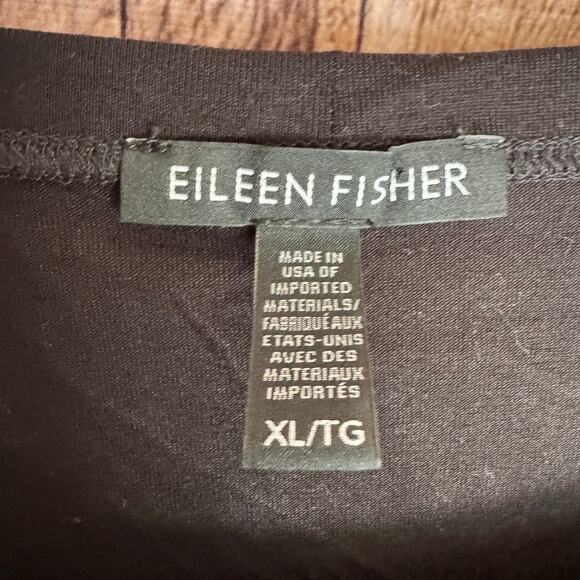 Eileen Fisher Dress Black Midi XL Short Sleeve Relaxed Fit Comfortable Classic - Picture 7 of 7